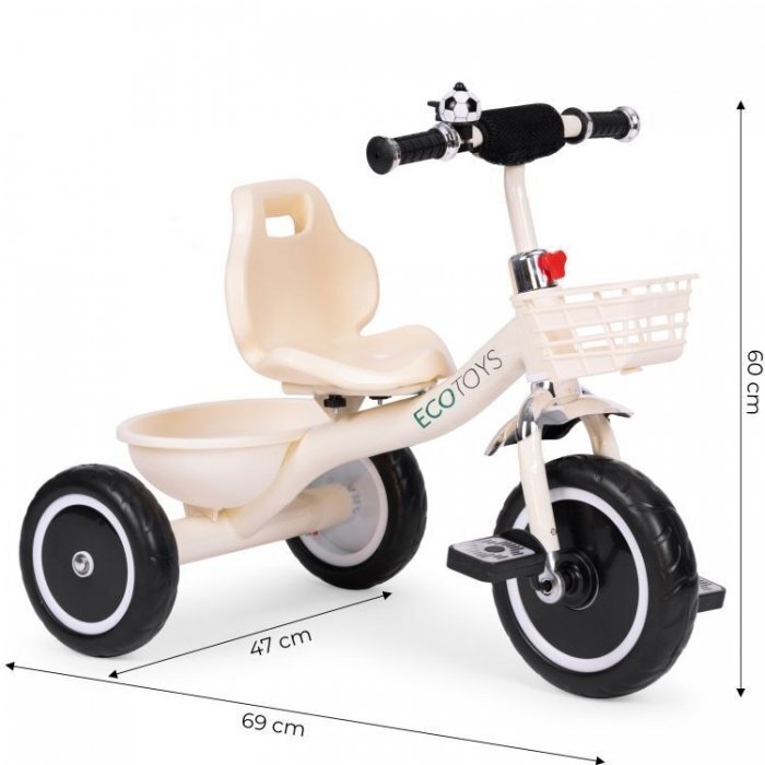 Ecotoys Tricicleta pentru copii WQL-1999 Bej cu pedale roti din spuma EVA greutate admisa 25 kg