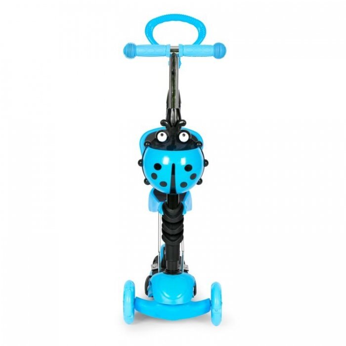 Ecotoys Trotineta 5 in 1 cu maner parental reglabil scaun reglabil 3 roti cu LED greutate suportata 20 kg varsta 3 ani+ albastru