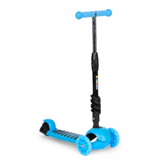 Ecotoys Trotineta 5 in 1 cu maner parental reglabil scaun reglabil 3 roti cu LED greutate suportata 20 kg varsta 3 ani+ albastru