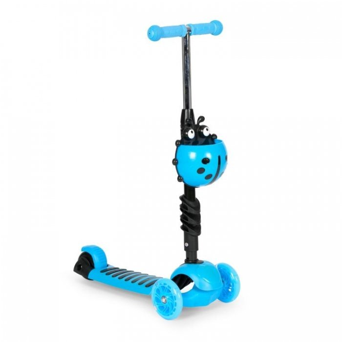 Ecotoys Trotineta 5 in 1 cu maner parental reglabil scaun reglabil 3 roti cu LED greutate suportata 20 kg varsta 3 ani+ albastru