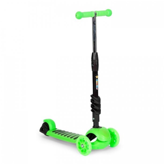 Ecotoys Trotineta 5 in 1 cu maner parental reglabil scaun reglabil 3 roti cu LED greutate suportata 20 kg varsta 3 ani+ verde