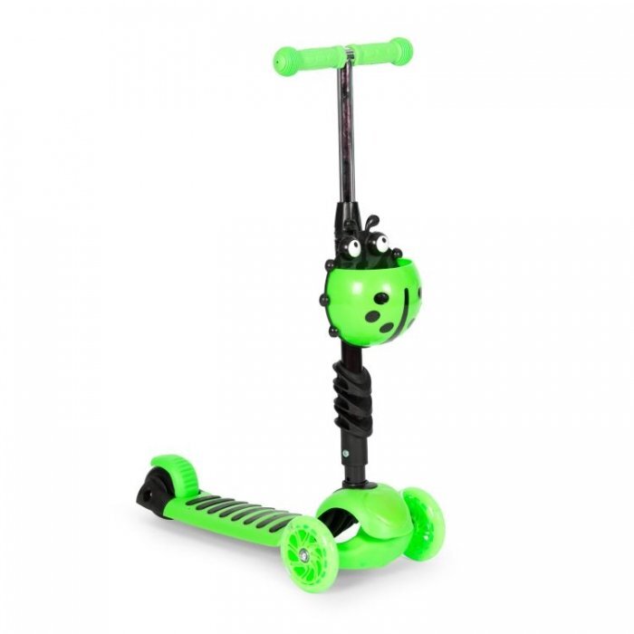 Ecotoys Trotineta 5 in 1 cu maner parental reglabil scaun reglabil 3 roti cu LED greutate suportata 20 kg varsta 3 ani+ verde