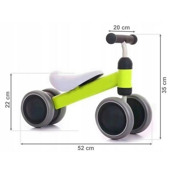 Ecotoys Vehicul copii fara pedale JM-118 verde scaun confortabil si moale roti duble fata-spate varsta 18-36 luni sarcina maxima admisa 20 kg roti din plastic moale