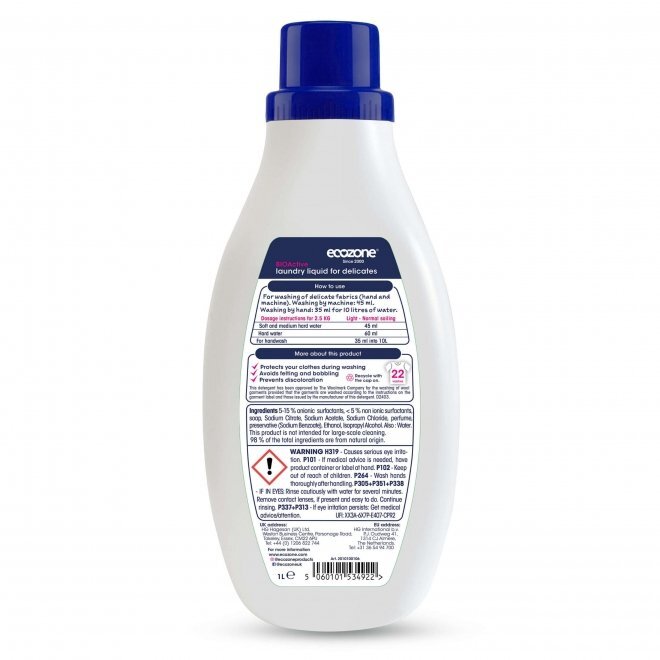 Ecozone Detergent lichid pentru rufe delicate 22 spalari BioActive 1L