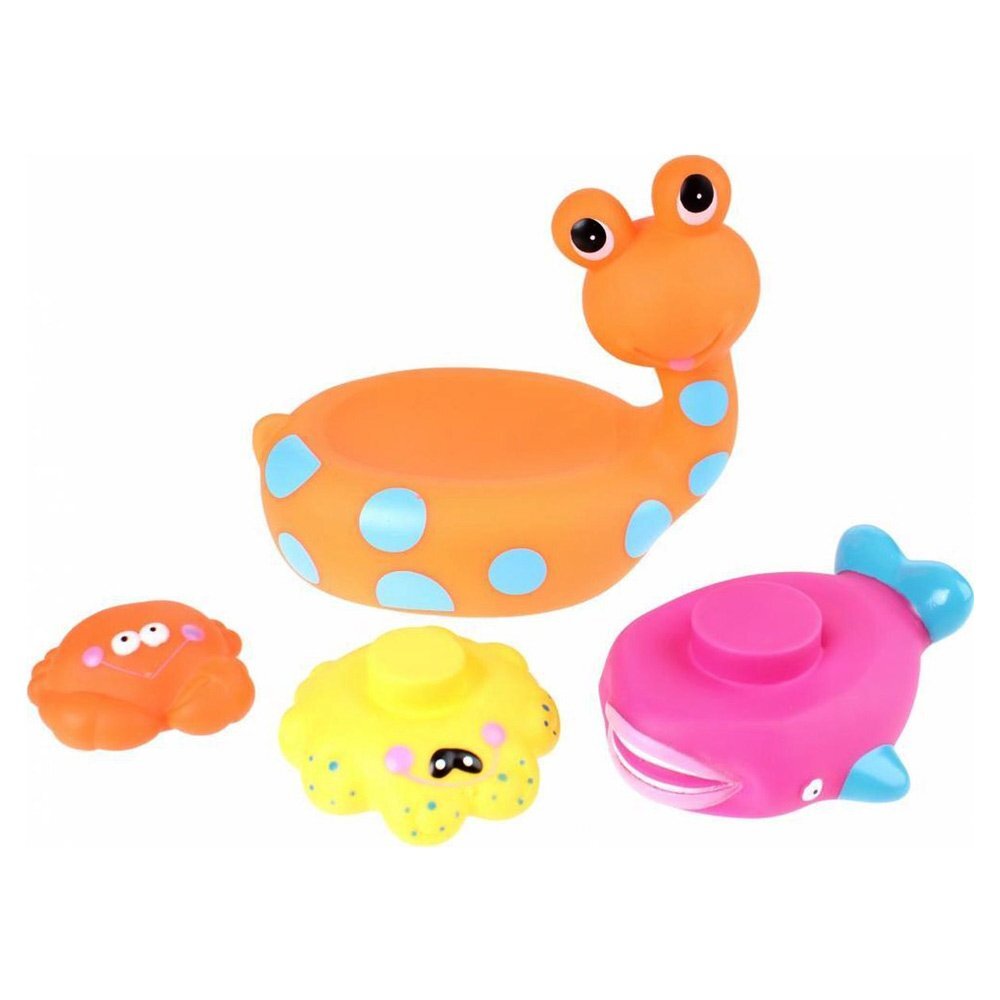 Eddy Toys Jucarie de baie melc cu 3 animale marine portocaliu