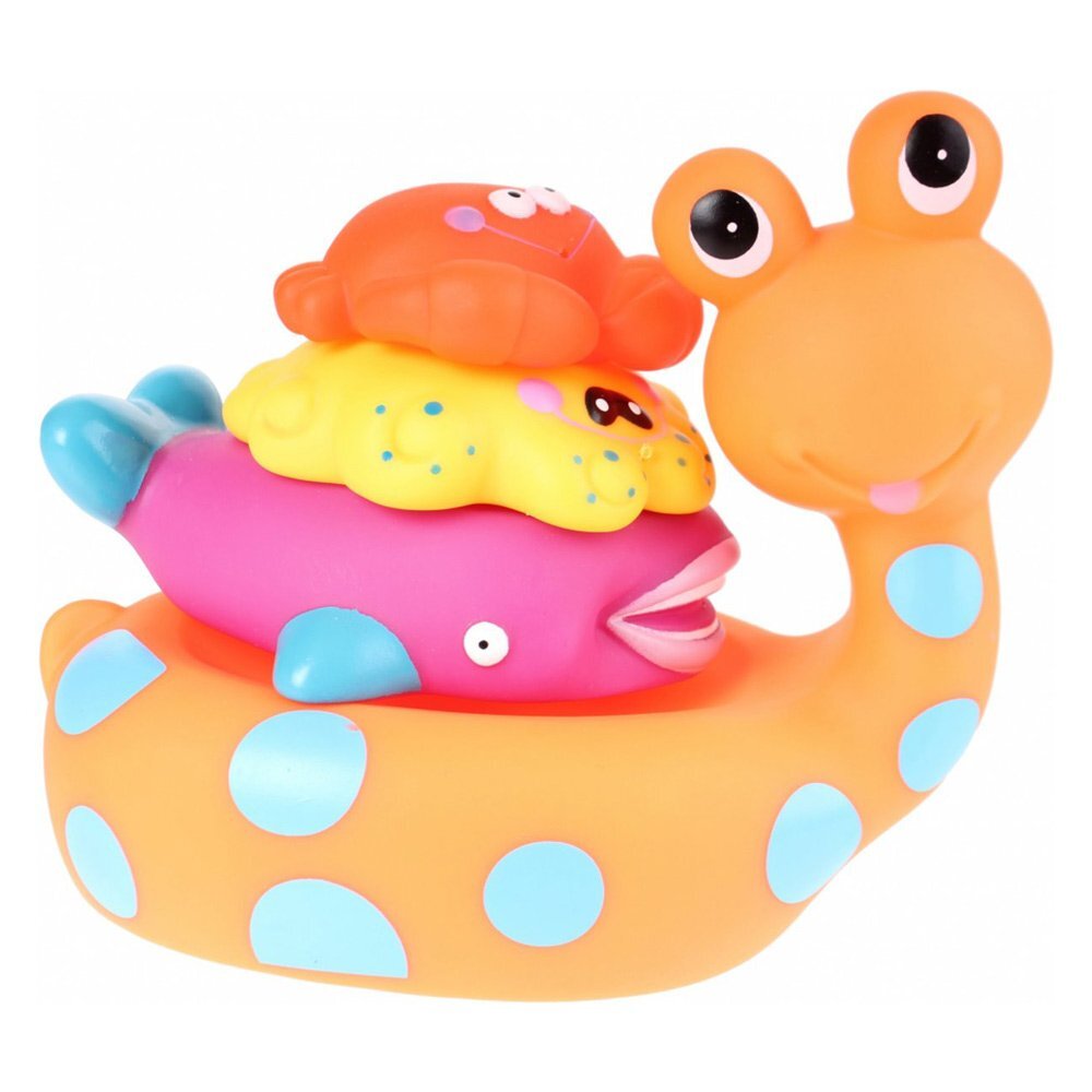 Eddy Toys Jucarie de baie melc cu 3 animale marine portocaliu