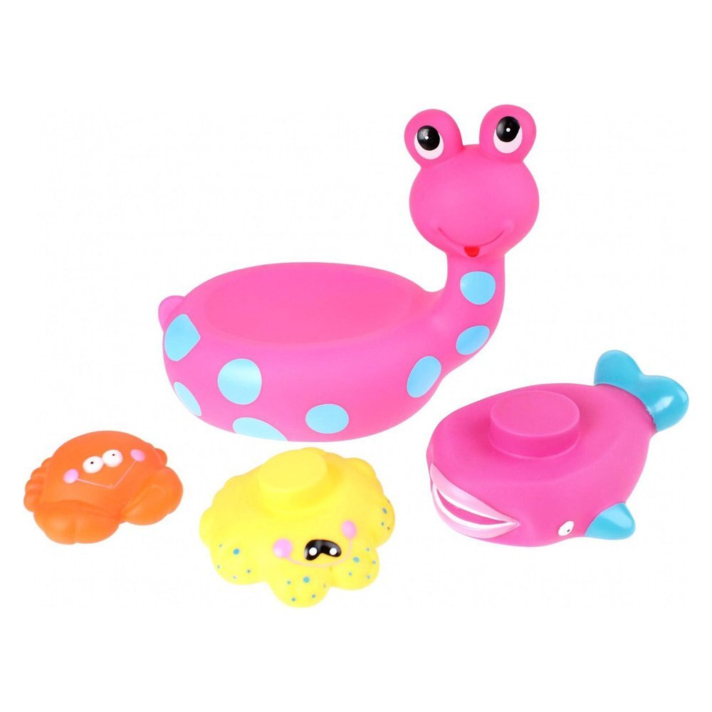 Eddy Toys Jucarie de baie melc cu 3 animale marine roz