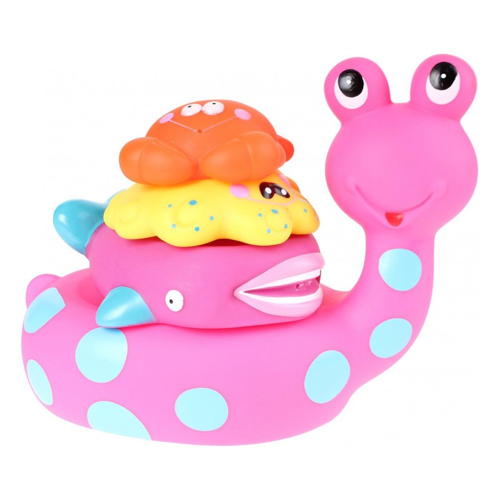 Eddy Toys Jucarie de baie melc cu 3 animale marine roz