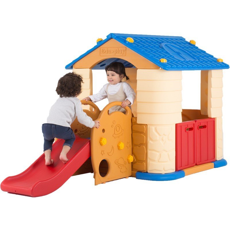 Edu Play Casuta copii 2 in 1 deluxe cu tobogan