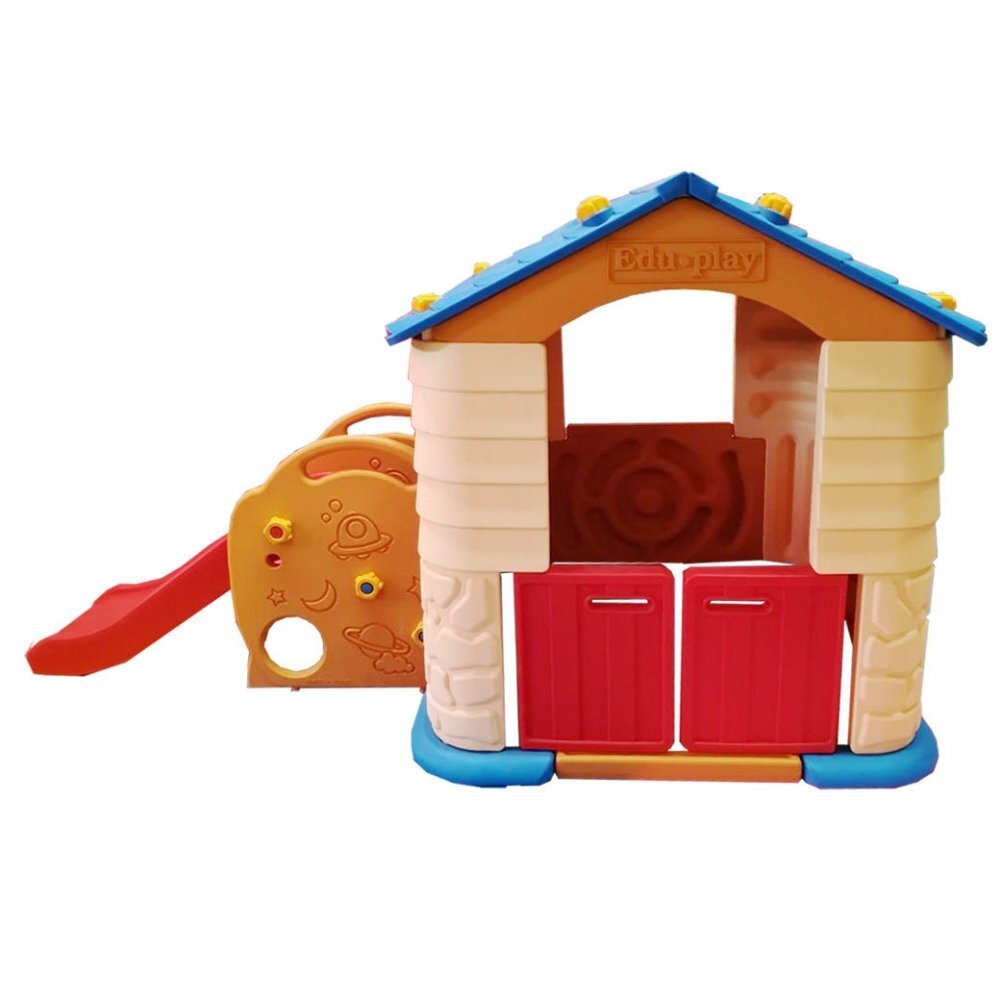 Edu Play Casuta copii 2 in 1 deluxe cu tobogan