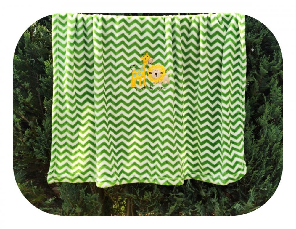 EgaKids Paturica din microfibra 80x100 cm model Green Zig Zag