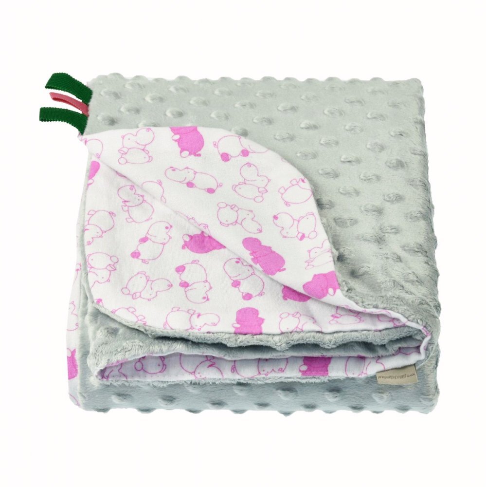 EgaKids Paturica Minky pentru copii 75x75 cm Grey with Hippo
