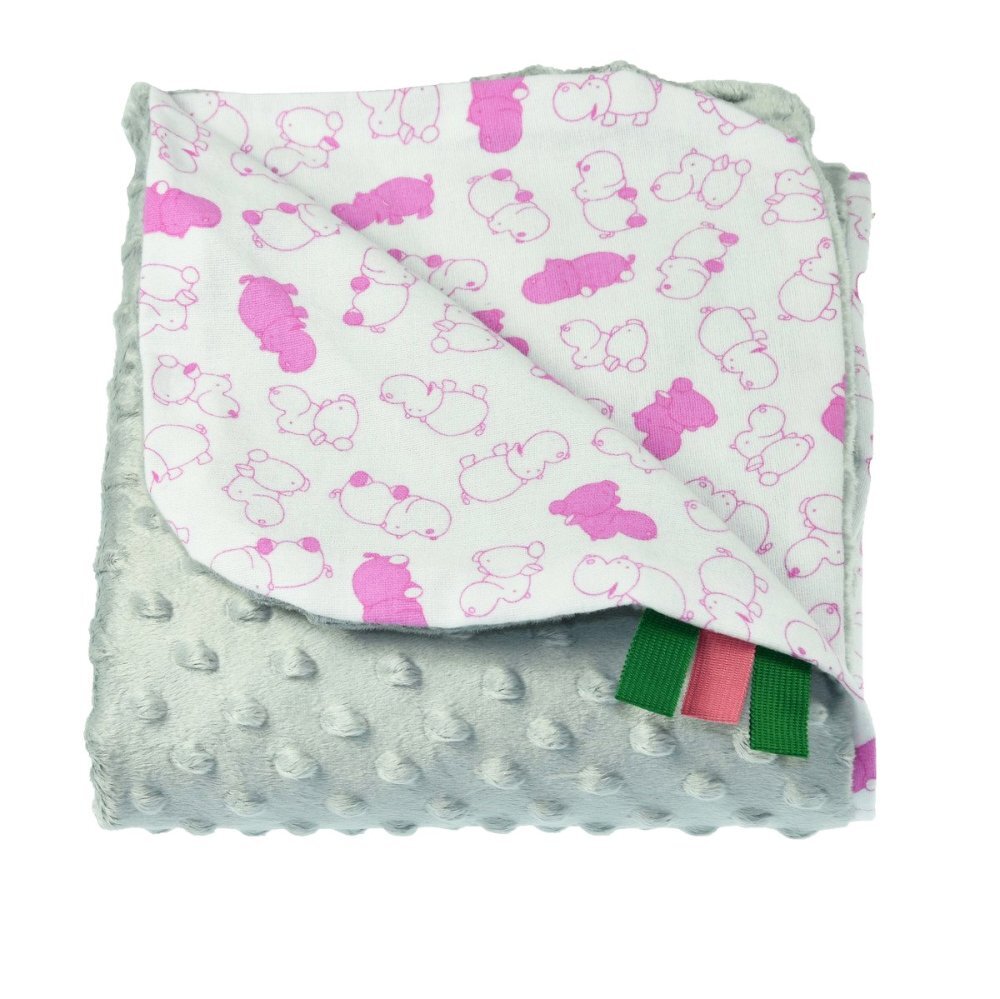 EgaKids Paturica Minky pentru copii 75x75 cm Grey with Hippo