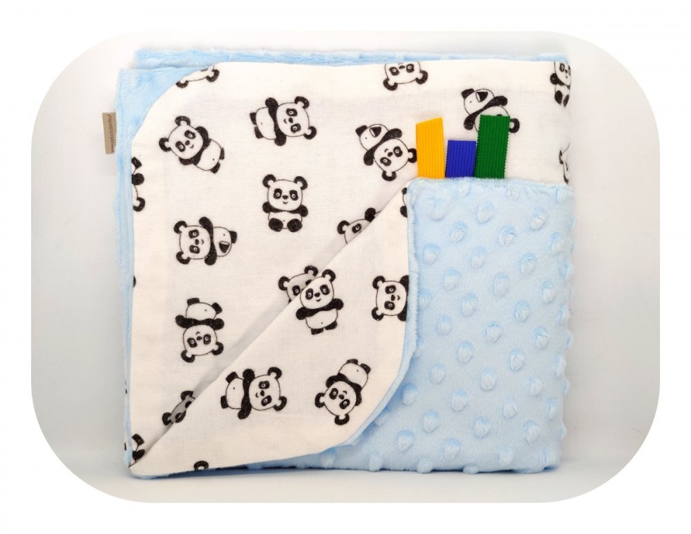 EgaKids Paturica Minky pentru copii 75x75 cm K-637 Blue Panda