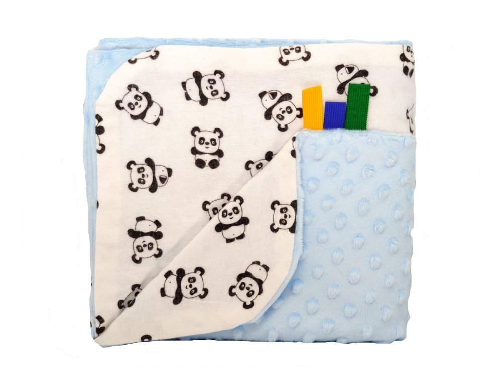 EgaKids Paturica Minky pentru copii 75x75 cm K-637 Blue Panda