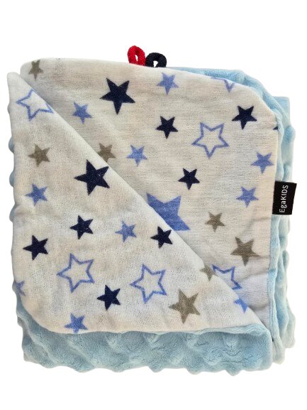 EgaKids Paturica Minky pentru copii 75x75 cm K-637 Blue Stars