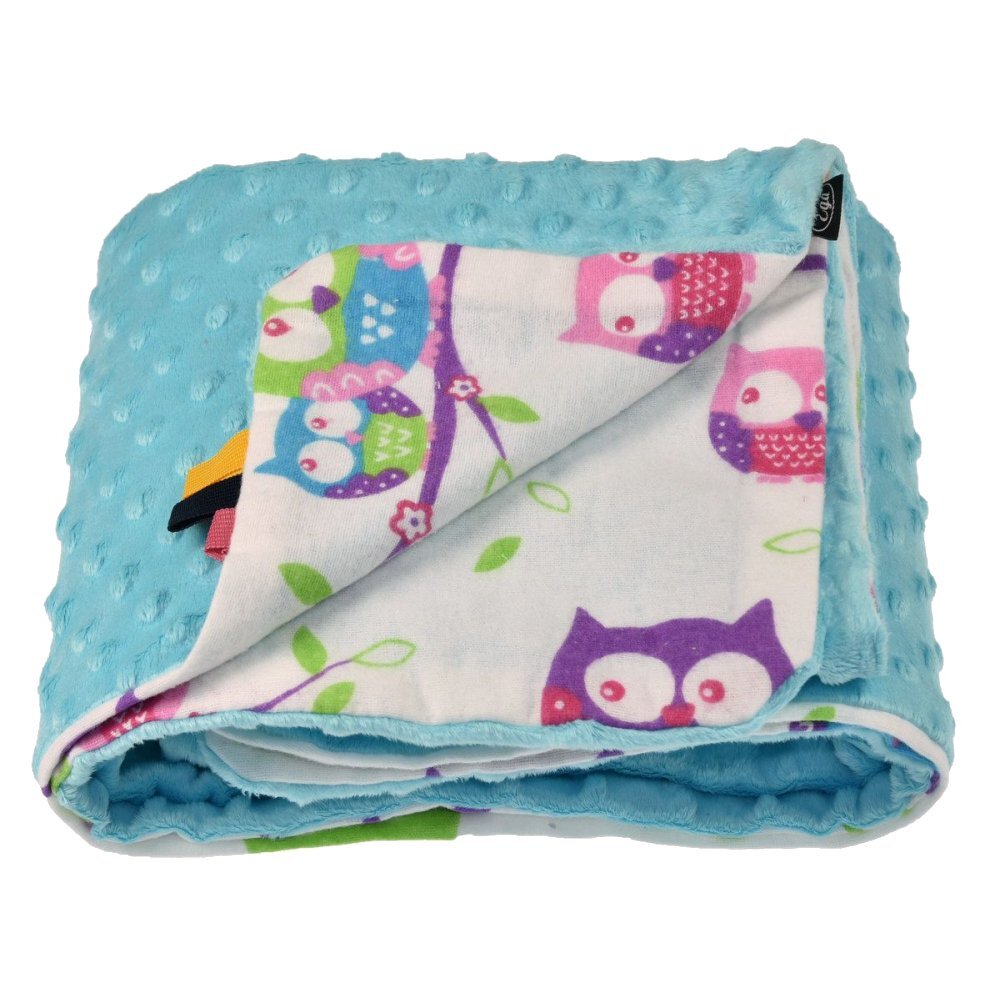 EgaKids Paturica Minky pentru copii 75x75 cm Turquoise Owl