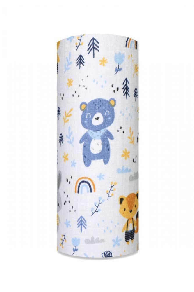 EgaKids Scutec din muselina 70x80 cm Tetra model Bear Rainbow Blue
