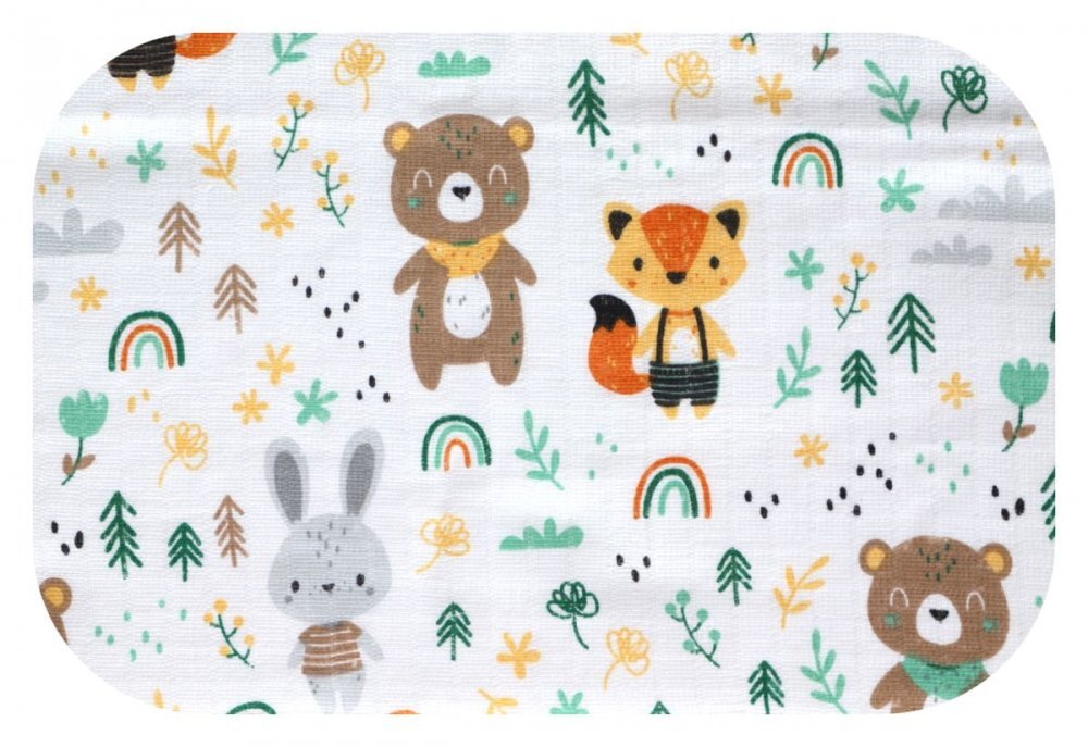 EgaKids Scutec din muselina 70x80 cm Tetra model Bear Rainbow Brown