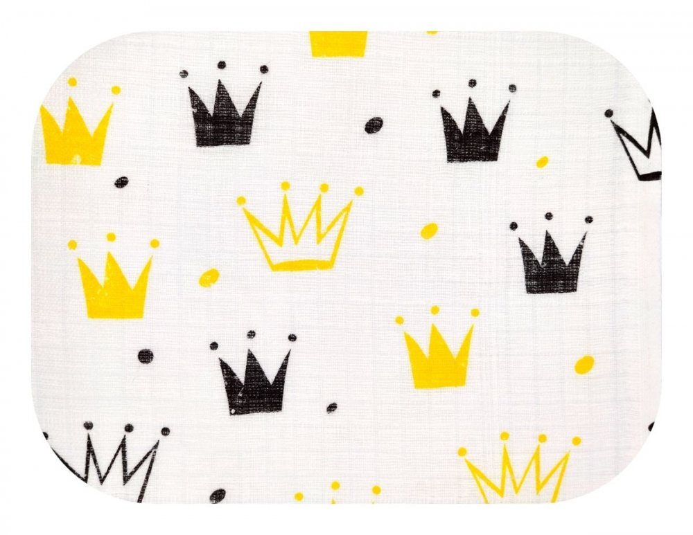 EgaKids Scutec din muselina tetra 70x80 cm model Crown Black Yellow