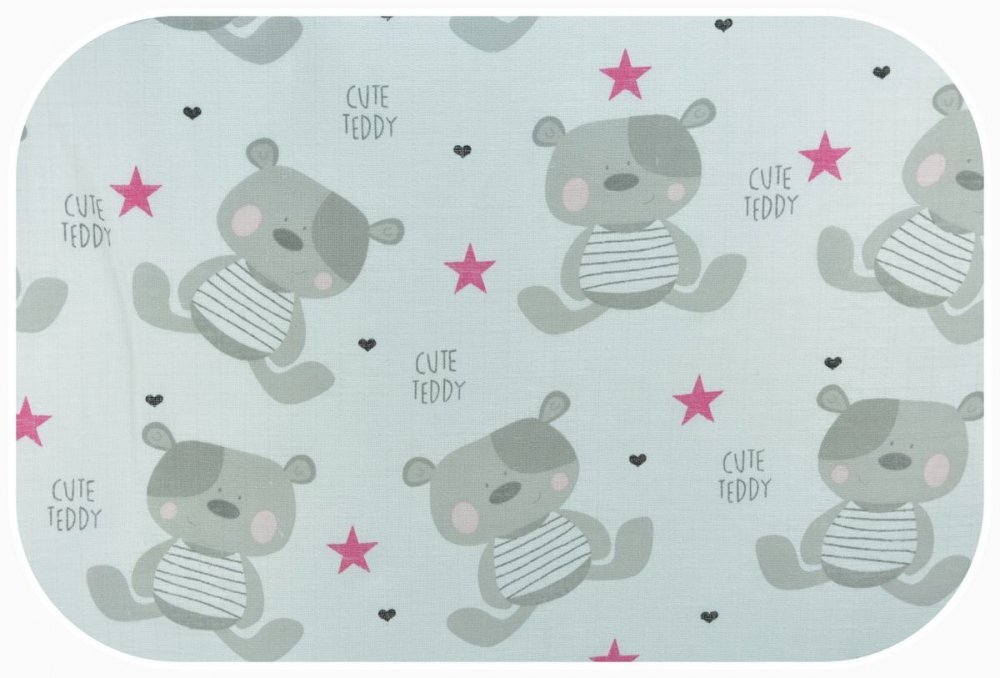 EgaKids Scutec din muselina tetra 70x80 cm model Cute Tedy Pink Star