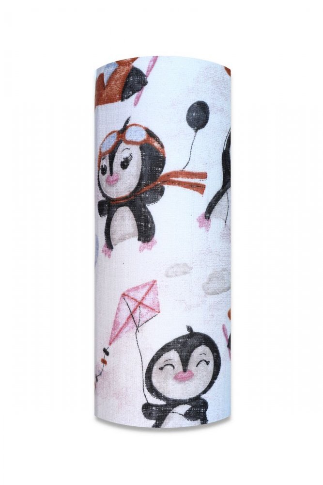 EgaKids Scutec din muselina tetra 70x80 cm model Pinguin pilot Roz