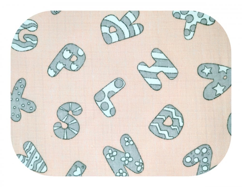 EgaKids Scutec din muselina tetra 70x80 cm model Pink Alphabet