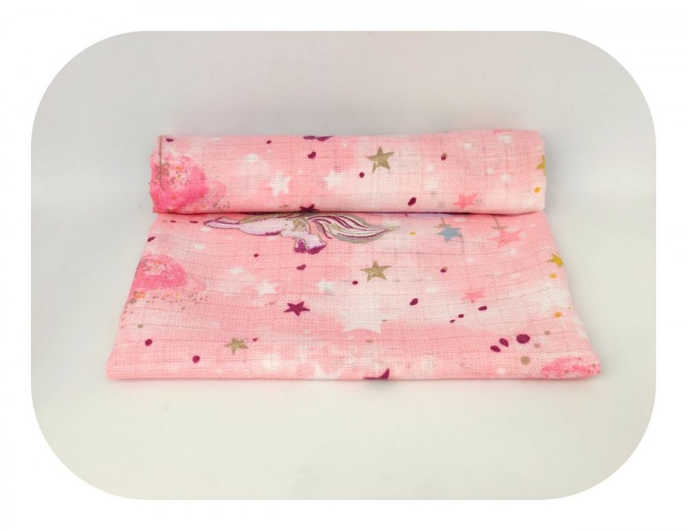 EgaKids Scutec din muselina tetra 70x80 cm model Rose Unicorn