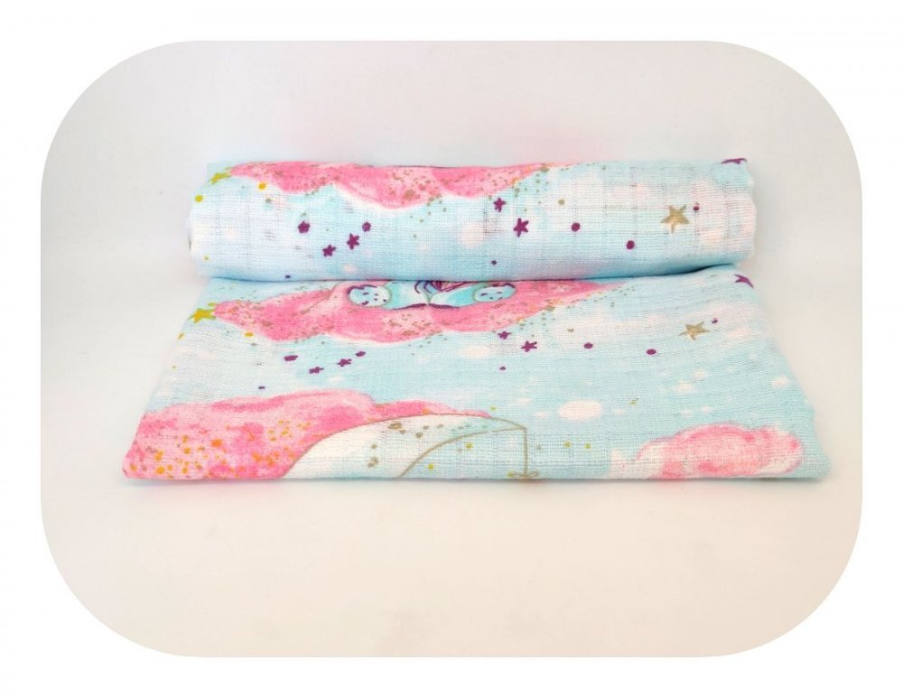 EgaKids Scutec din muselina tetra 70x80 cm model Turquoise Unicorn