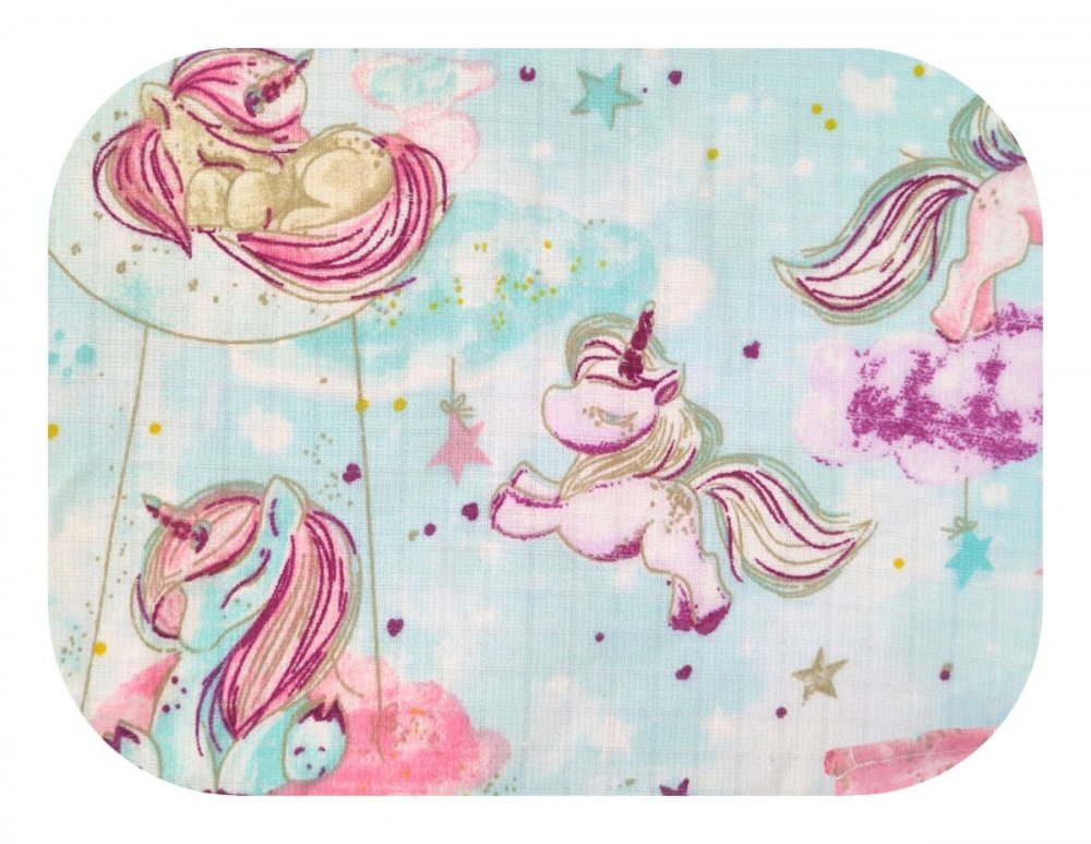 EgaKids Scutec din muselina tetra 70x80 cm model Turquoise Unicorn