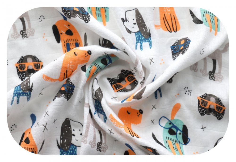 EgaKids Scutec pentru bebelusi cu fibra din bambus versatil reutilizabil dimensiune 60 x 60 cm model Cute Dogs