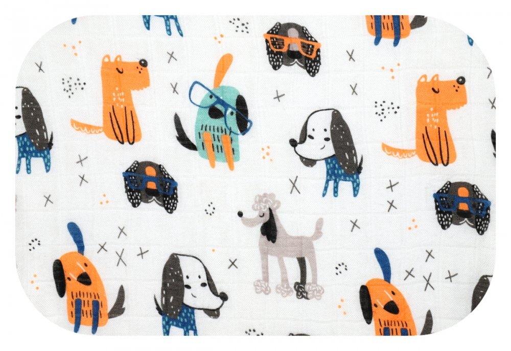 EgaKids Scutec pentru bebelusi cu fibra din bambus versatil reutilizabil dimensiune 60 x 60 cm model Cute Dogs