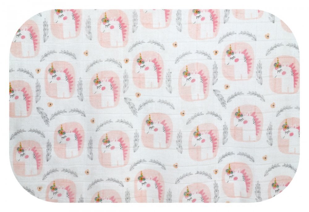 EgaKids Scutec pentru bebelusi cu fibra din bambus versatil reutilizabil dimensiune 60 x 60 cm model Pink Unicorns