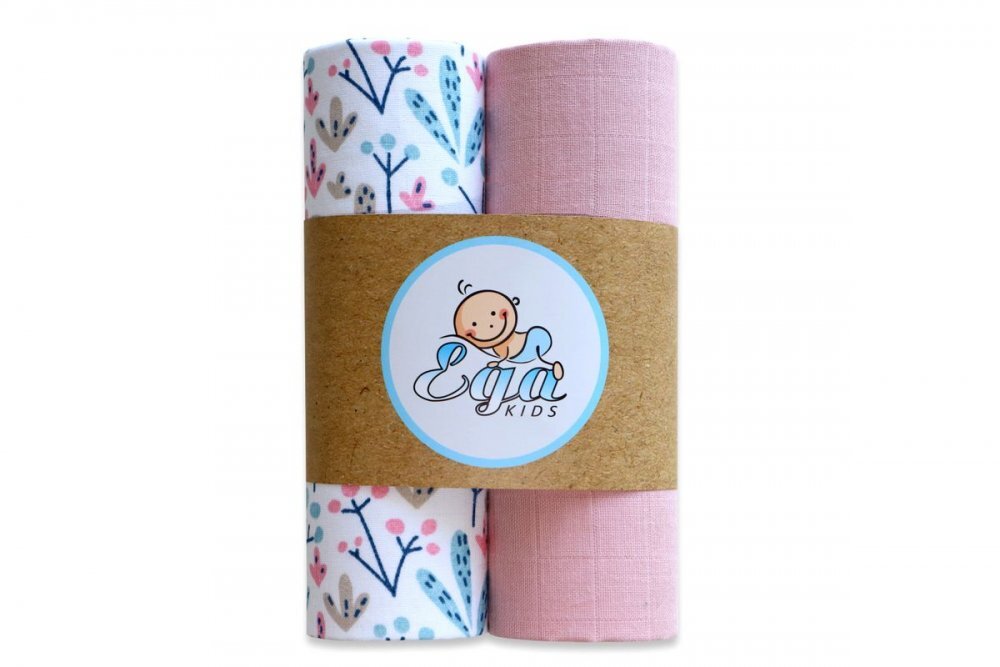 EgaKids Set 2 scutece din bumbac 60x80 cm Pink Powder