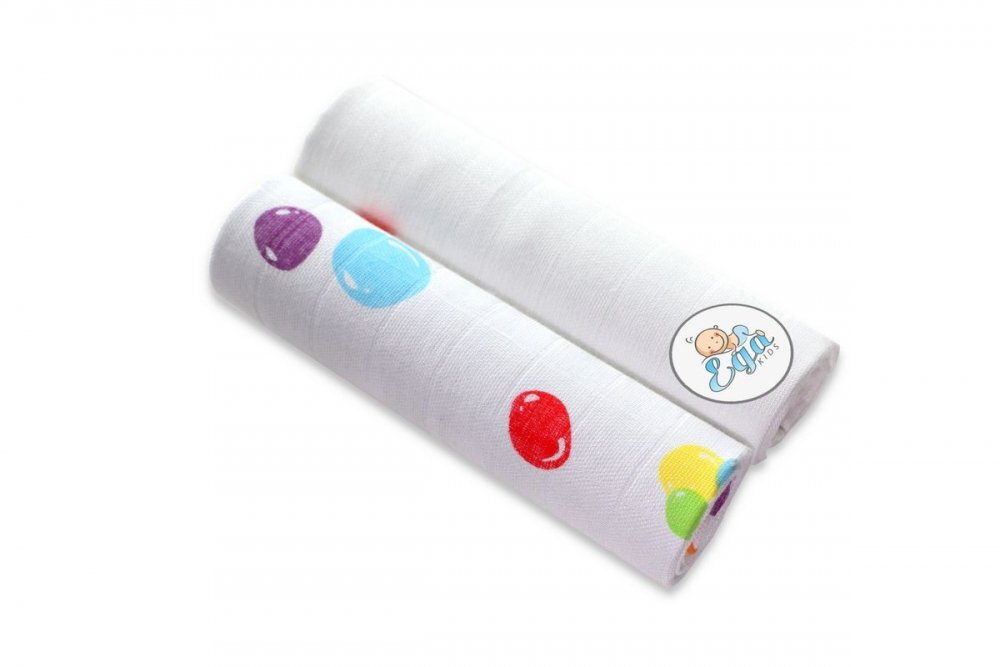 EgaKids Set 2 scutece pentru bebelusi reutilizabile cu fibra de bambus dimensiune 70 x 80 cm model Bubble Dots