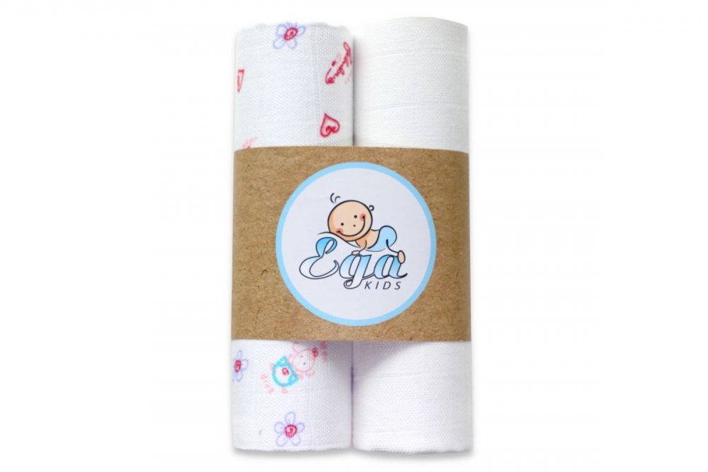 EgaKids Set 2 scutece pentru bebelusi reutilizabile cu fibra de bambus dimensiune 70 x 80 cm model Flowers