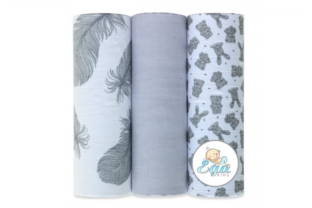 EgaKids Set 3 scutece din bumbac 60x80 cm model No16