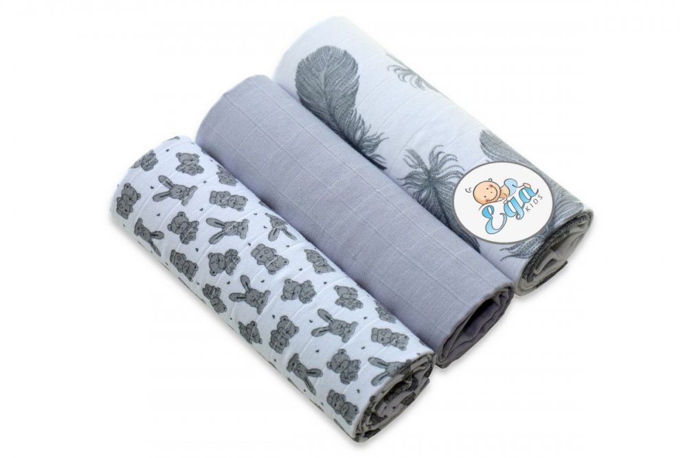 EgaKids Set 3 scutece din bumbac 60x80 cm model No16