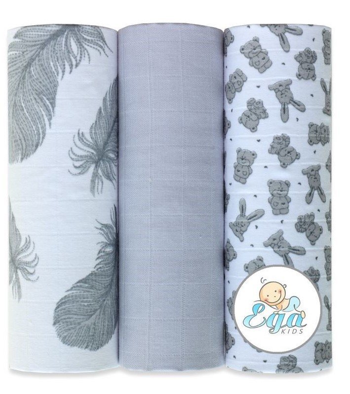 EgaKids Set 3 scutece din bumbac 60x80 cm model No16