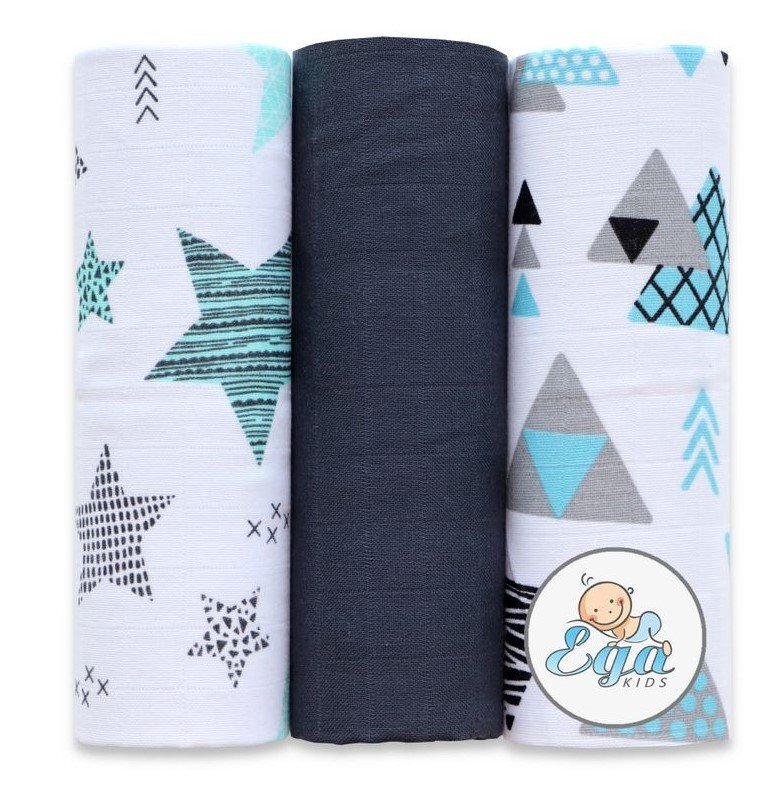 EgaKids Set 3 scutece din bumbac 60x80 cm model No23