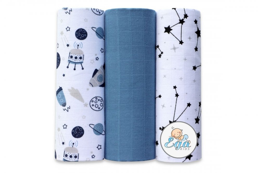 EgaKids Set 3 scutece din bumbac 60x80 cm model No35