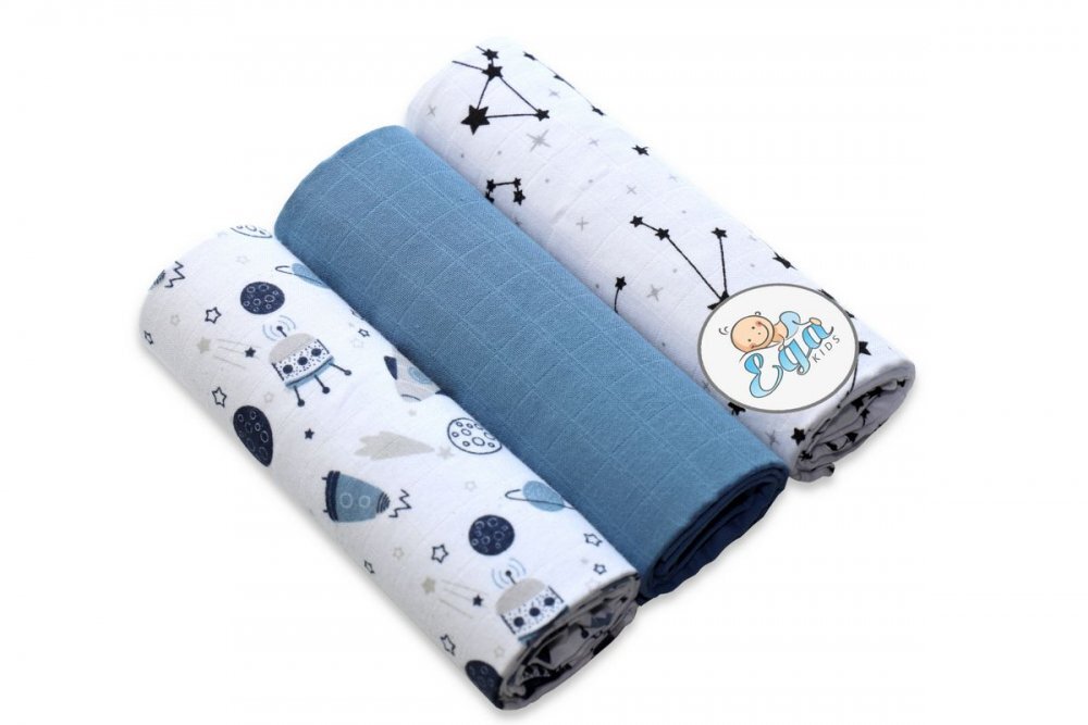 EgaKids Set 3 scutece din bumbac 60x80 cm model No35
