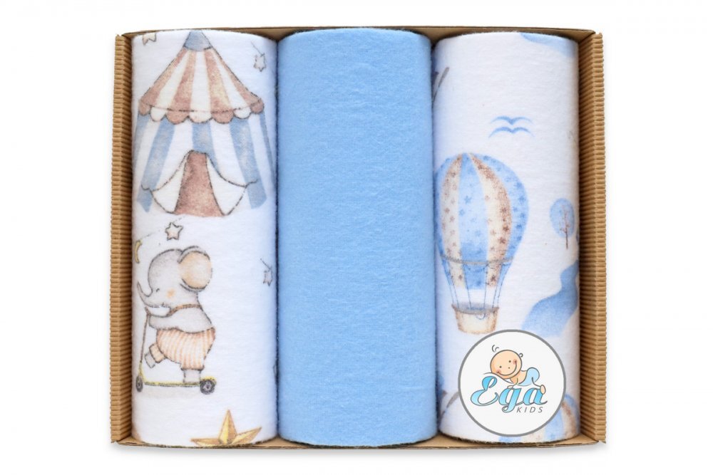 EgaKids Set 3 scutece din finet 70x80 cm in cutie Blue Mix