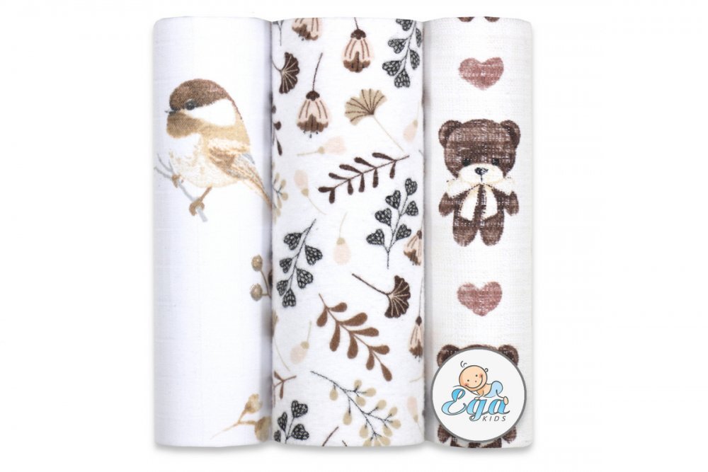 EgaKids Set 3 scutece mix finet si muselina model Bears