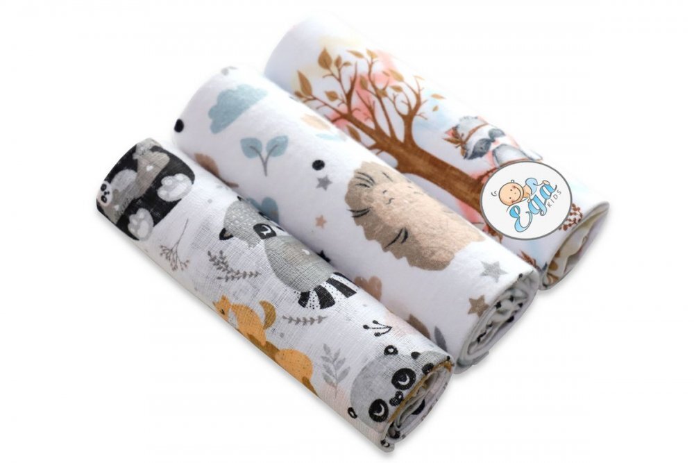 EgaKids Set 3 scutece mix finet si muselina model Forest Animals