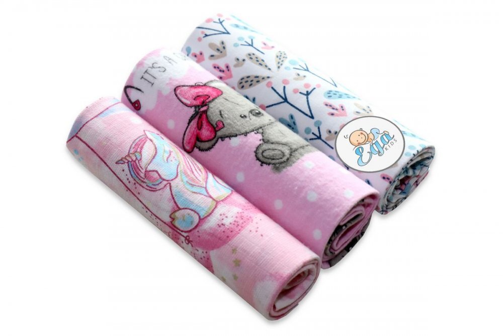 EgaKids Set 3 scutece mix finet si muselina model Pink