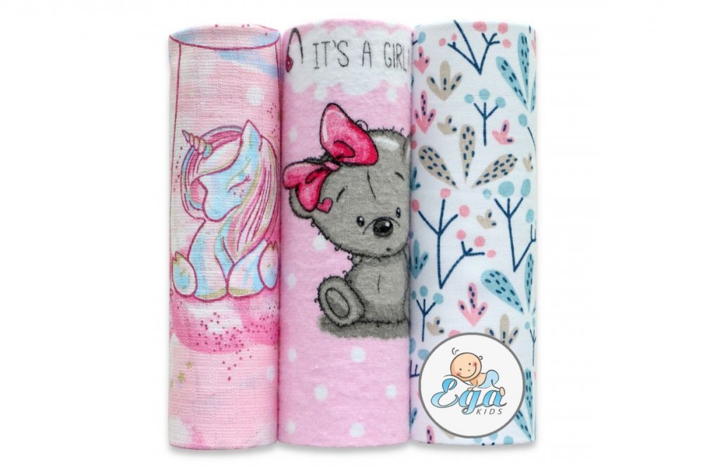 EgaKids Set 3 scutece mix finet si muselina model Pink