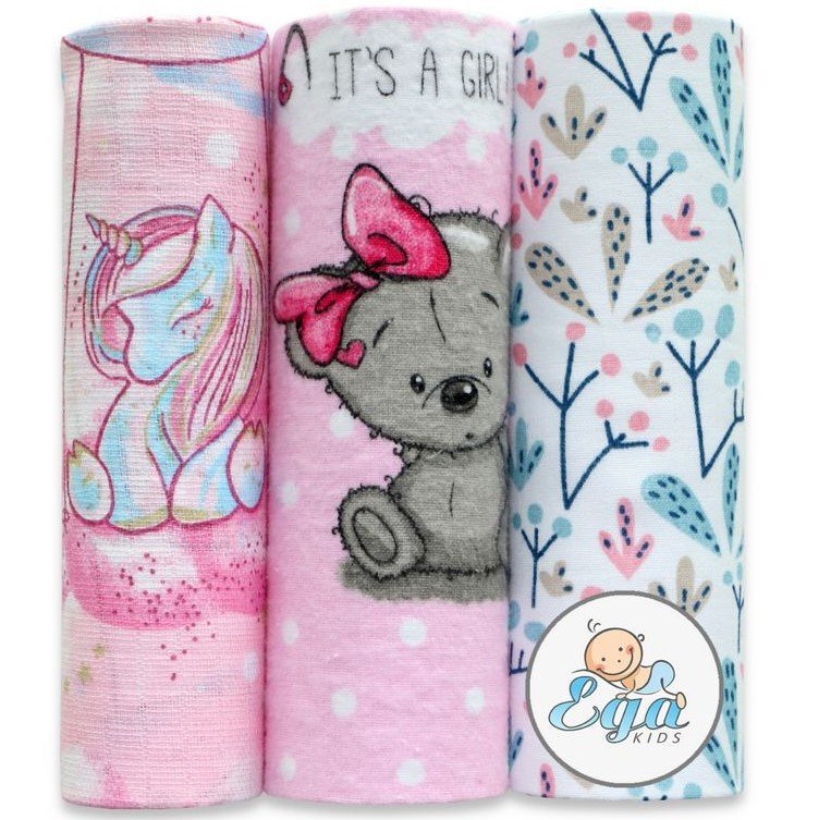 EgaKids Set 3 scutece mix finet si muselina model Pink