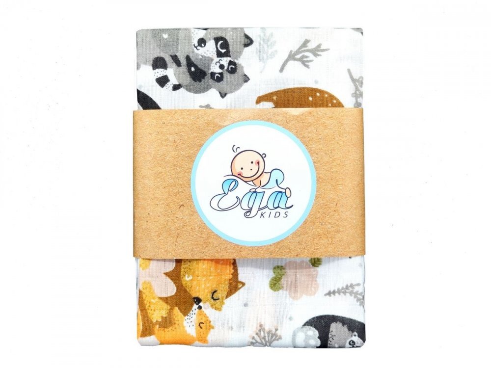 EgaKids Set 5 batistute din bumbac pentru copii 38x38 cm Forest Family