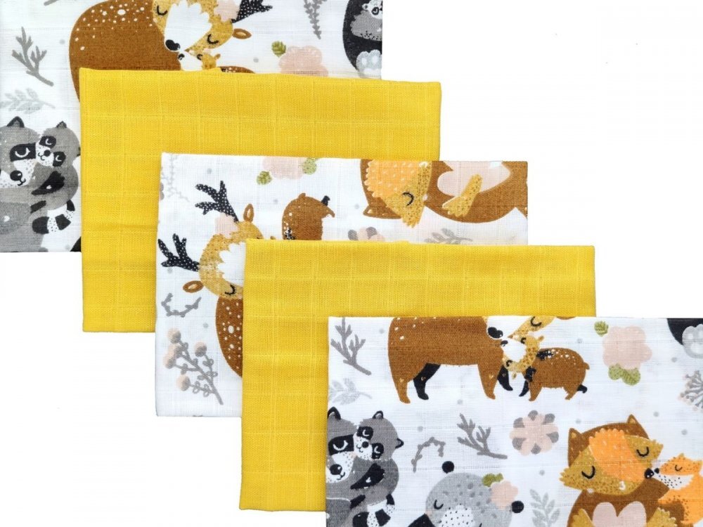 EgaKids Set 5 batistute din bumbac pentru copii 38x38 cm Forest Family